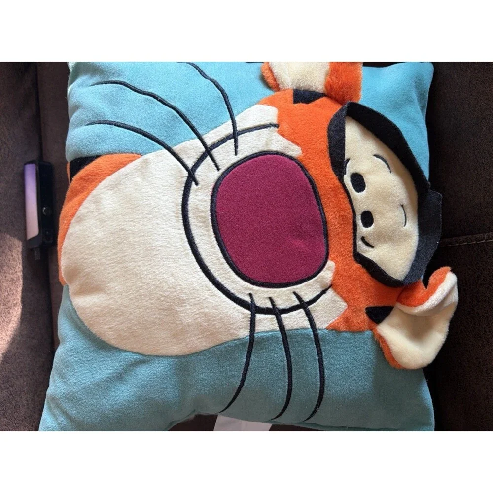 Vtg. Disney Winnie Pooh 3D Tigger Plush Throw Pillow Super Soft  Blue 12